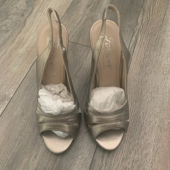 NEW FOREVER GOLD HOLLYWOOD GLAM SPARKLE HEEL 6 - Picture 3 of 7